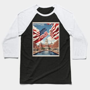 Baltimore United States of America Tourism Vintage Poster Baseball T-Shirt